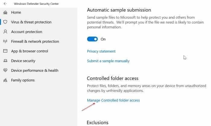 turn on built in ransomware protection in Windows 10 pic03
