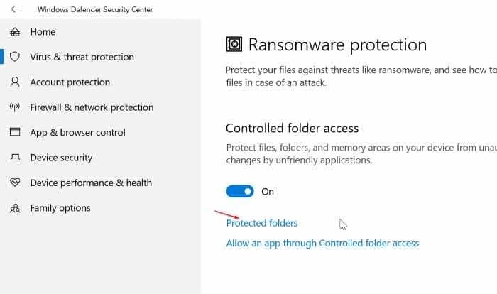 turn on built in ransomware protection in Windows 10 pic05