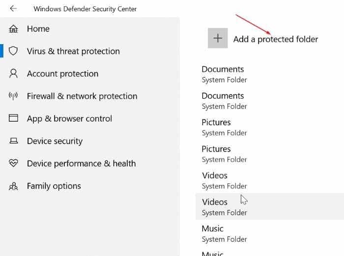 turn on built in ransomware protection in Windows 10 pic06