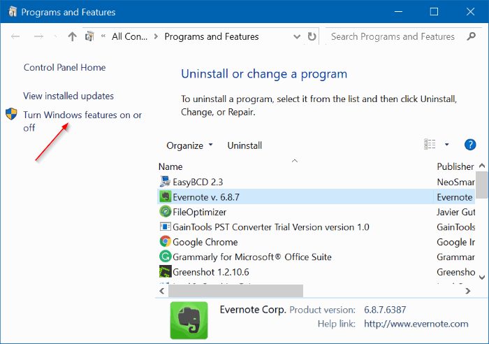 turn on or off Microsoft print to PDF in Windows 10 pic1