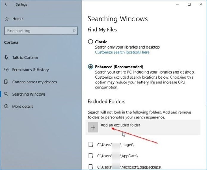 turn on or off enhanced mode for search indexer in windows 10 pic02