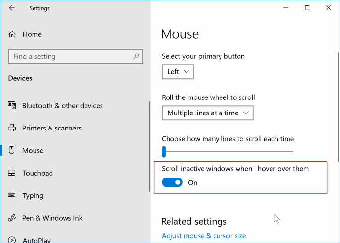 turn on or off inactive window scrolling feature in Windows 10 pic3