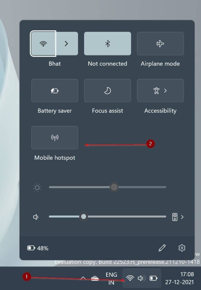 turn on or off mobile hotspot in Windows 11 pic1