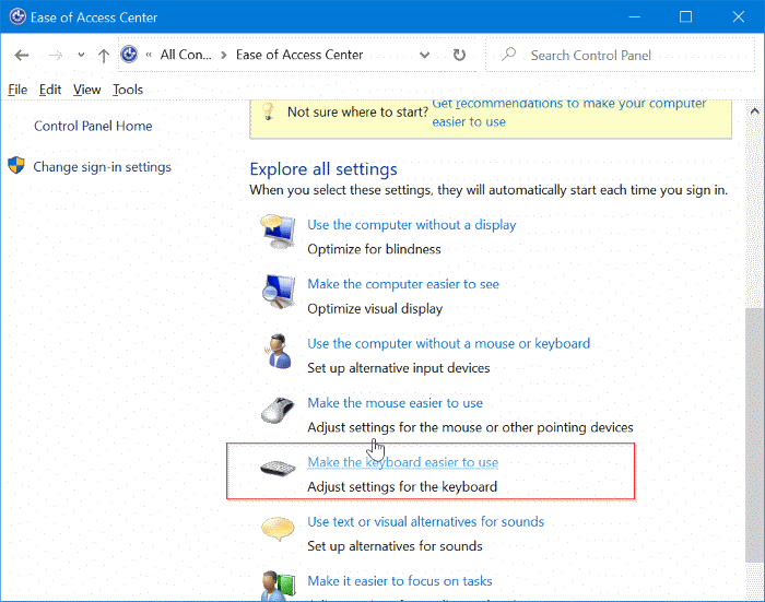 turn on or off sound & visual indicator for caps lock & num lock in Windows 10 pic5