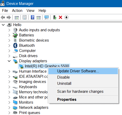 unable to adjust brightness in Windows 10 step2