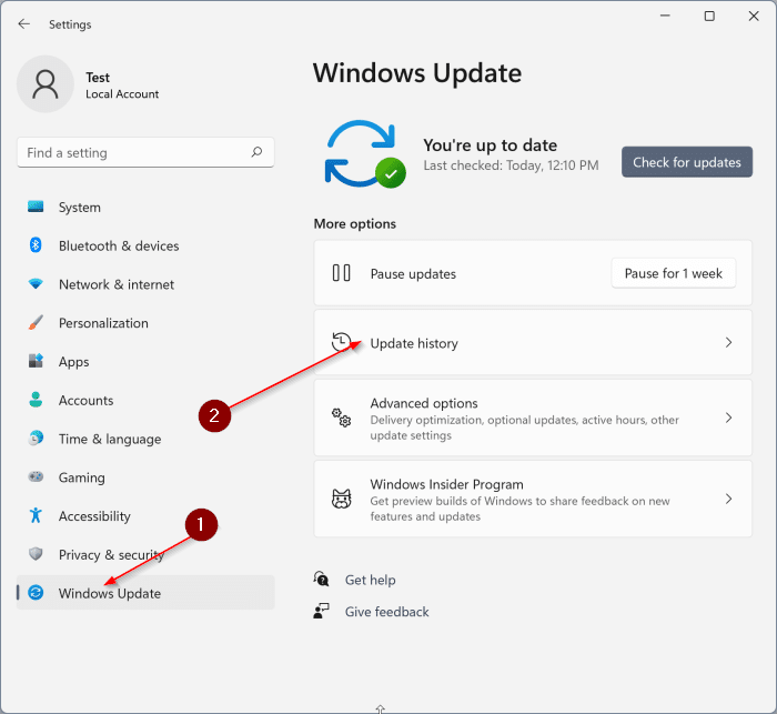 uninstall Windows Updates in Windows 11 pic1.1