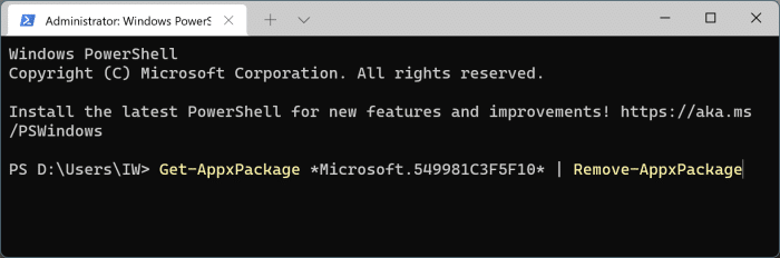 uninstall and remove Cortana from Windows 11 pic2