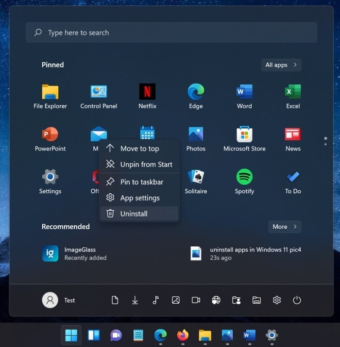 uninstall apps in Windows 11 pic5