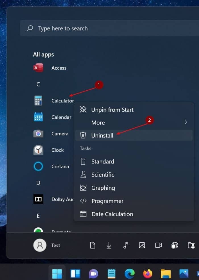 uninstall apps in Windows 11 pic8