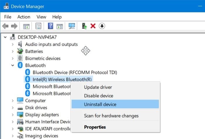 uninstall or reinstall Bluetooth driver in Windows 10 pic2