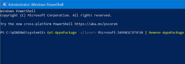 uninstall or reinstall Cortana in Windows 10 pic2
