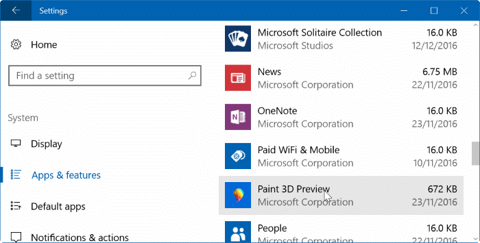 uninstall or reinstall Paint 3D Windows 10 pic1
