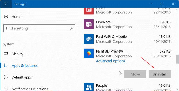 uninstall or reinstall Paint 3D Windows 10 pic2