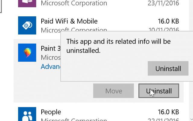 uninstall or reinstall Paint 3D Windows 10 pic3.1