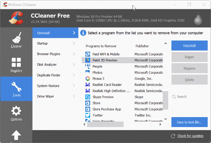 uninstall or reinstall Paint 3D Windows 10 pic3