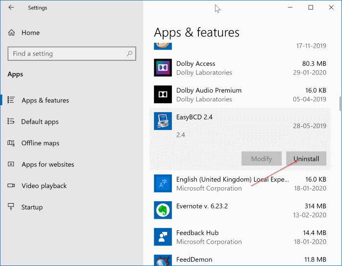 uninstall programs in Windows 10 pic1