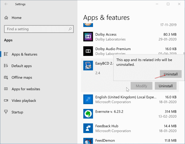 uninstall programs in Windows 10 pic2