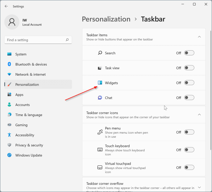 uninstall & remove widgets from Windows 11 pic4