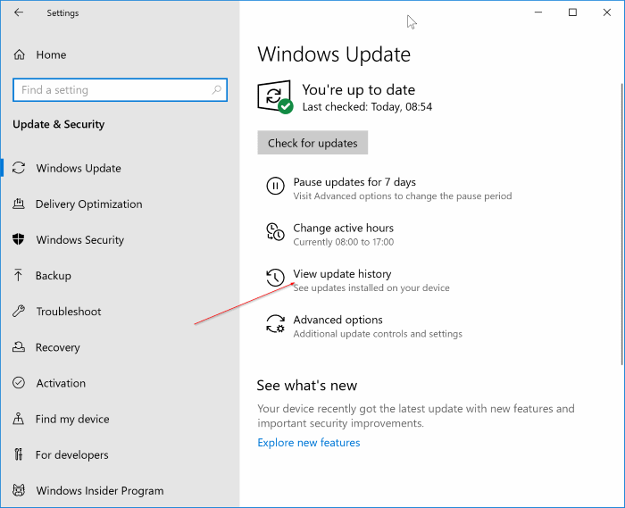 uninstall updates in Windows 10 pic1