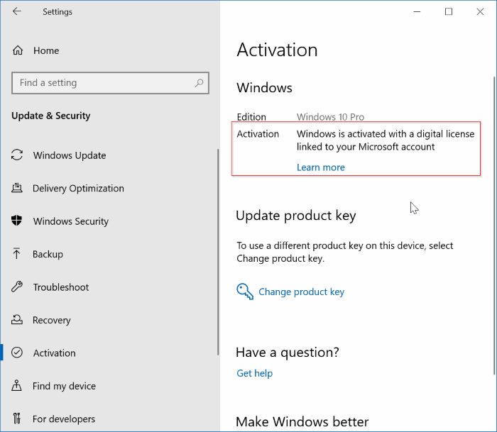 unlink Windows 10 license from Microsoft account pic1