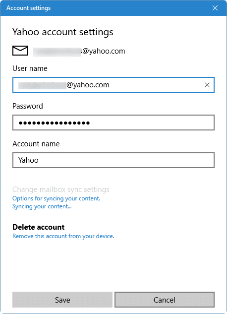 update email account password Windows 10 mail pic2