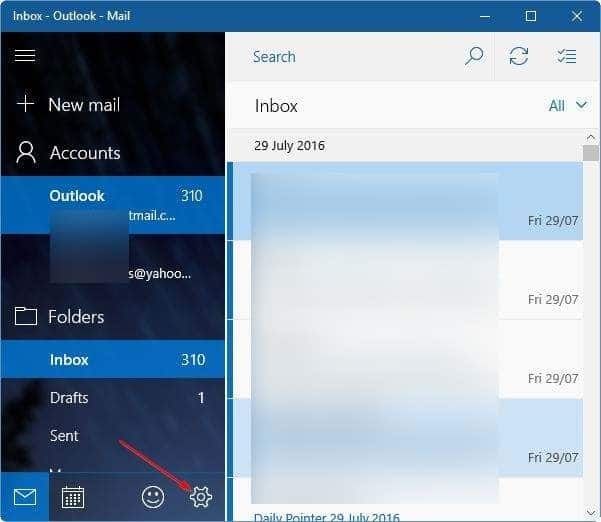 update email password in Windows 10 mail app step1