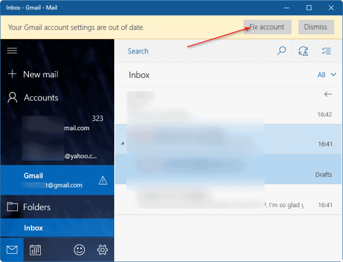 update gmail password in Windows 10 pic01