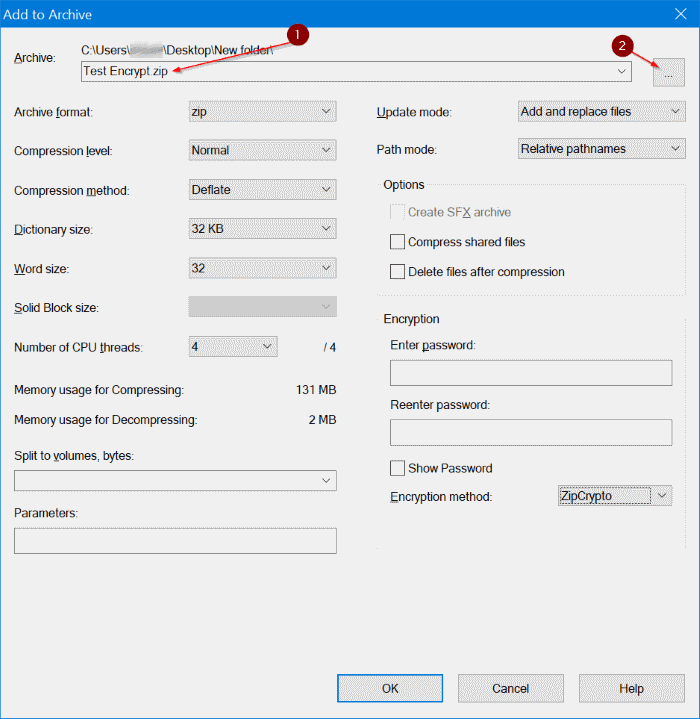 use 7zip to encrypt files and folders in Windows 10 pic2