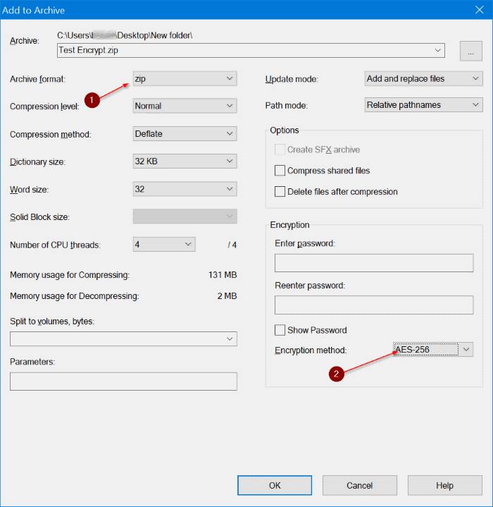 use 7zip to encrypt files and folders in Windows 10 pic3