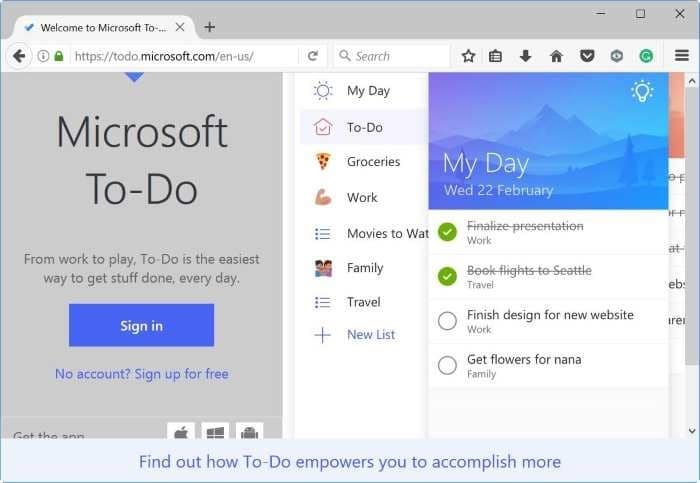 use Microsoft To Do on Windows 7 pic2