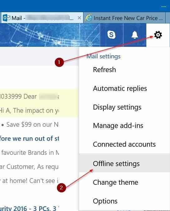 use Outlook.com offline access pic1