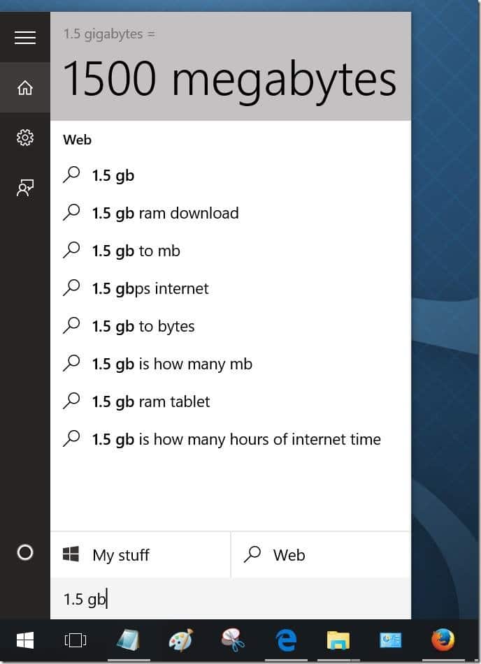 use Start menu search as calculator in Windows 10 pic3