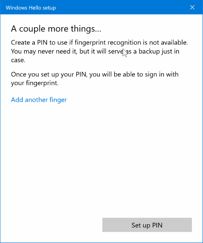 use fingerprint to sign in to Windows 10 pic1