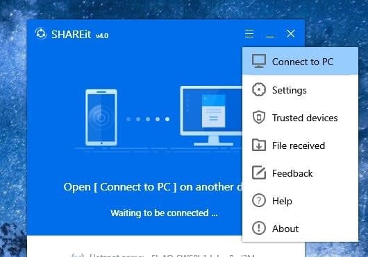 use shareit to transfer files between two PCs pic01