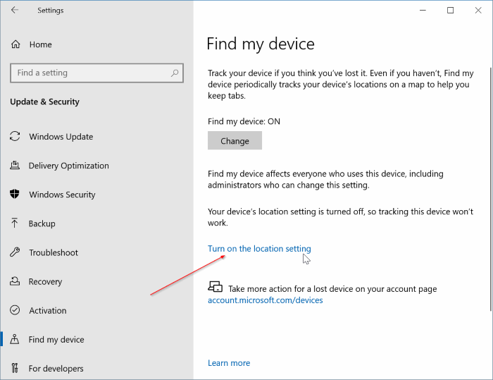 using find my device in Windows 10 pic4
