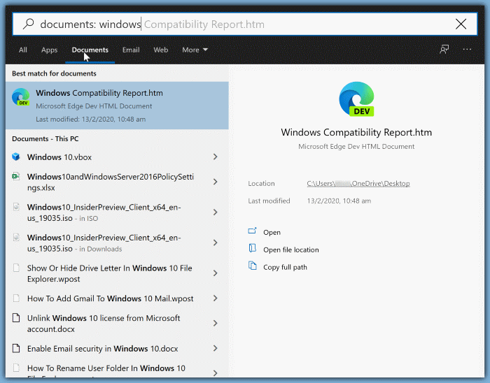 using start menu search filters in Windows 10 pic2