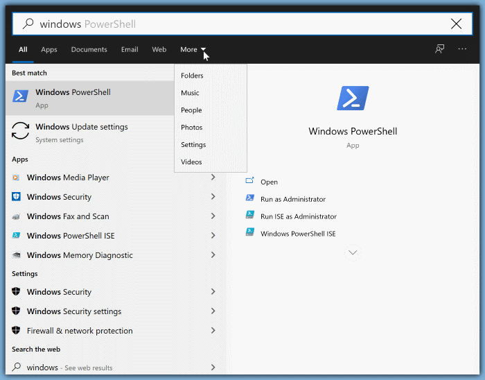 using start menu search filters in Windows 10 pic5