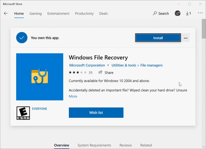 using windows file recovery app in Windows 10 pic2