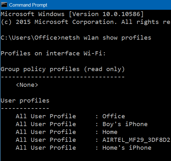 view WiFi password in Windows 10 step2