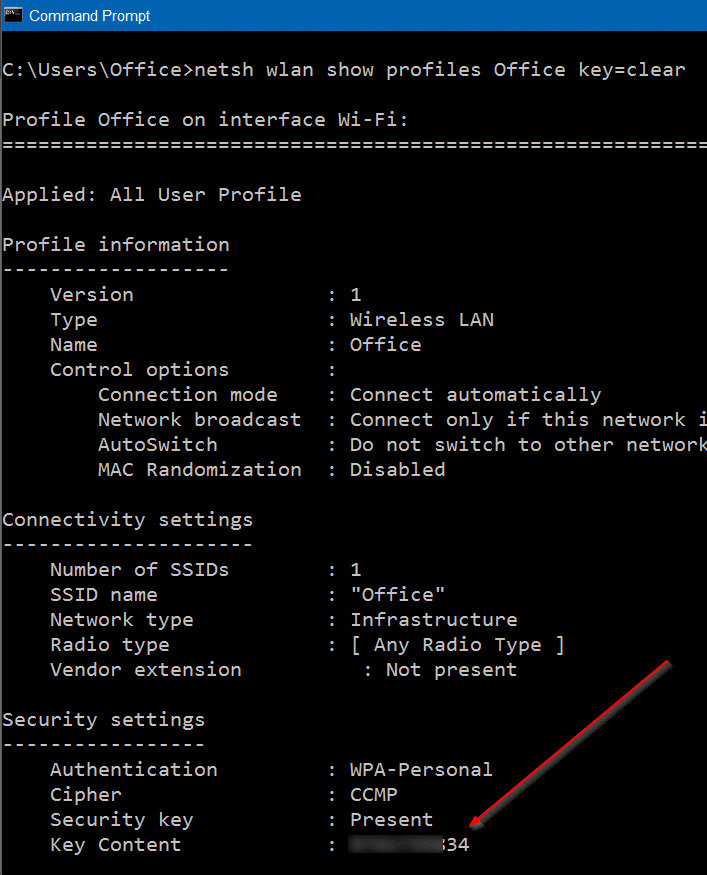 view WiFi password in Windows 10 step3
