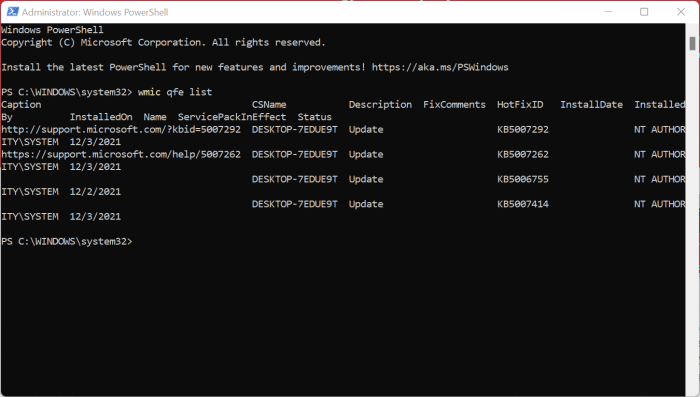 view Windows Update history in Windows 11 pic1