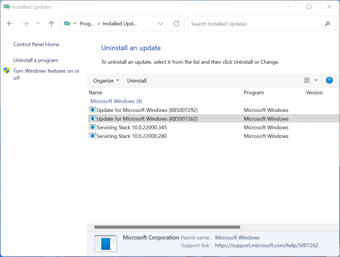 view Windows Update history in Windows 11 pic4