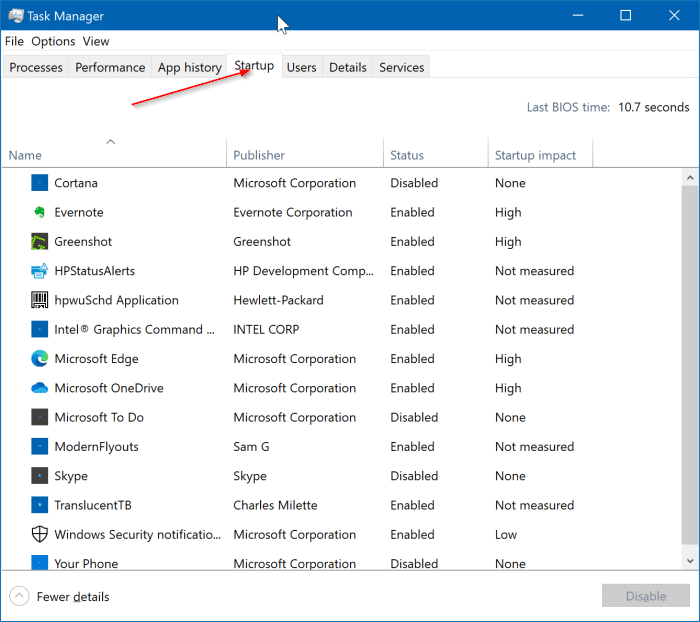 view all startup programs in Windows 10 pic3