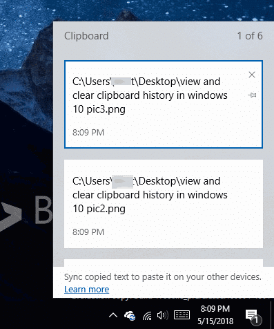 view and clear clipboard history in windows 10 pic2