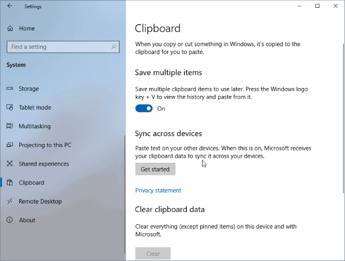 view and clear clipboard history in windows 10 pic5