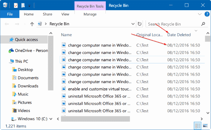 view recently deleted files in Windows 10 step3