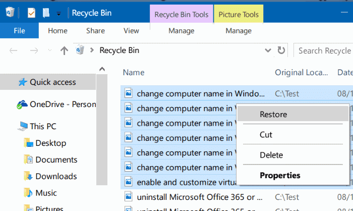 view recently deleted files in Windows 10 step4