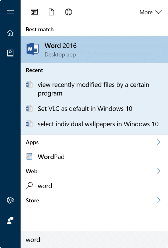 view recently modified files in Windows 10 using Start menu search3