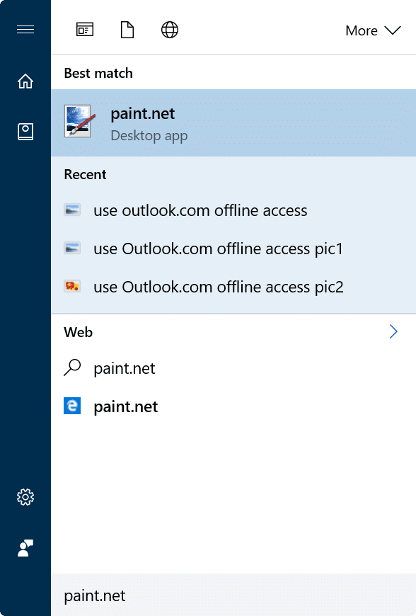 view recently modified files in Windows 10 using Start menu search