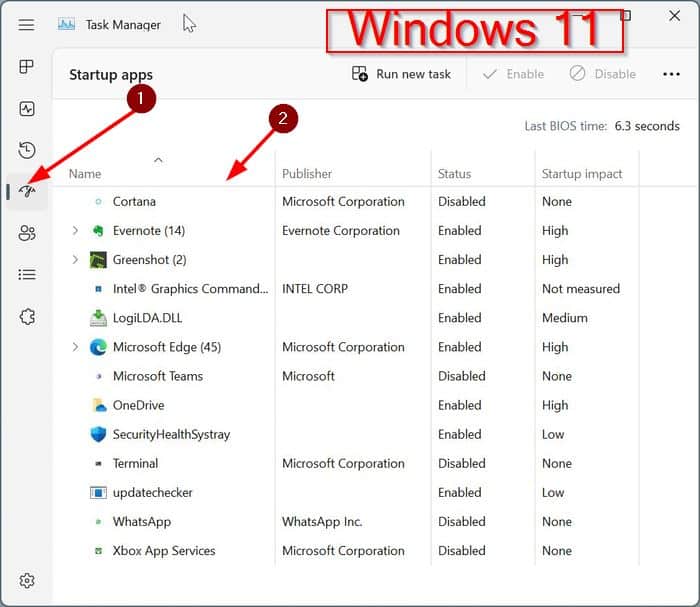 view startup programs in Windows 11